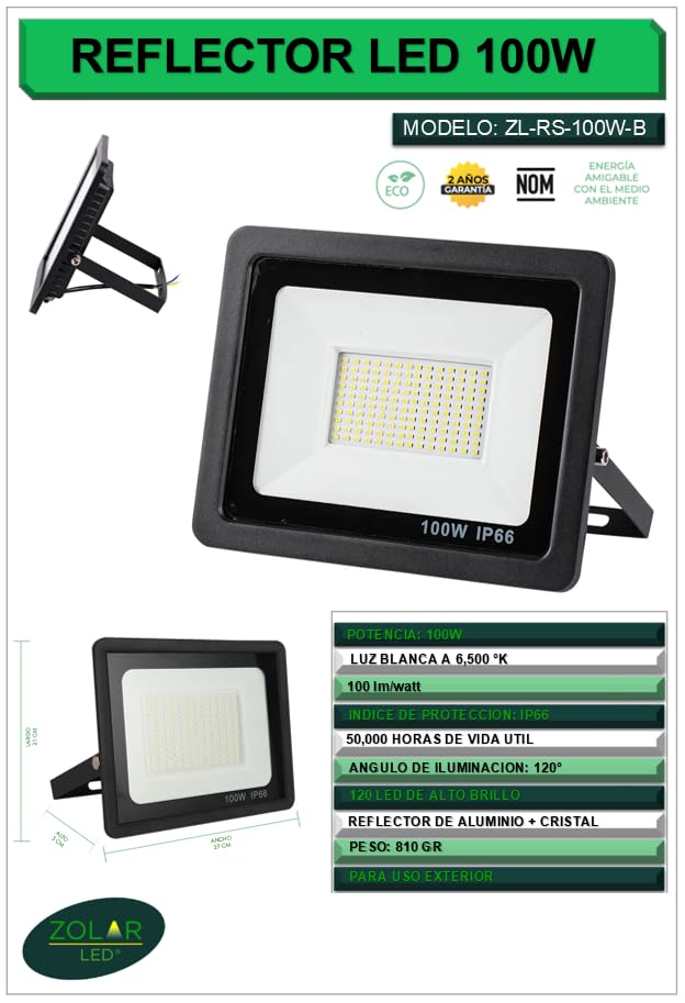 Reflector De Led 100w (pack C/2pzas)