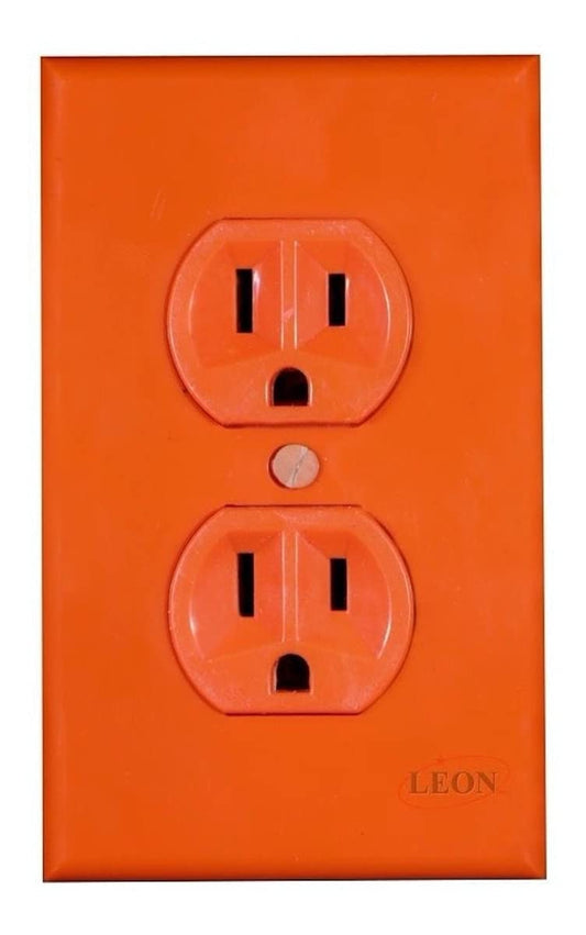 Contacto Duplex Naranja Reforzado C/placa Leon
