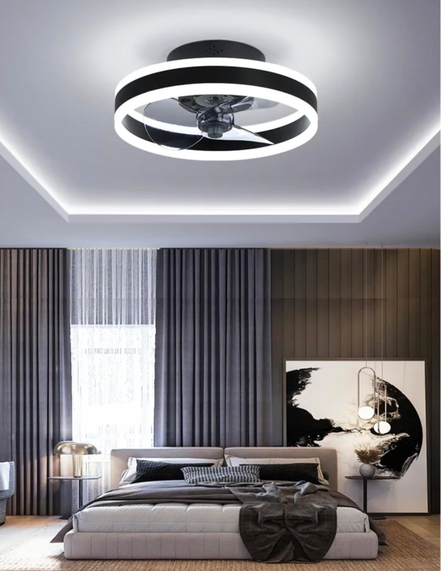 LAMPARA DE LED CON VENTILADOR NEGRO 150W
