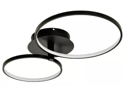 Candil De Led 2 Aros Euyin Modernista Para Techo Leon Negro