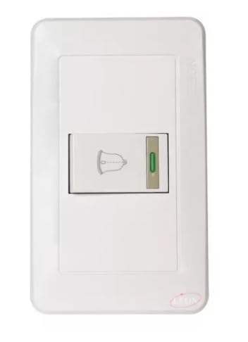 Placa Blanca Con Boton Timbre Leon 118
