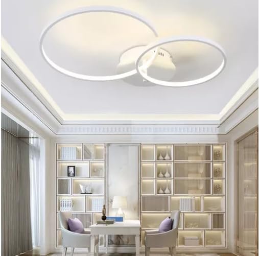 Candil De Led 2 Aros Euyin Modernista Para Techo Leon Blanco