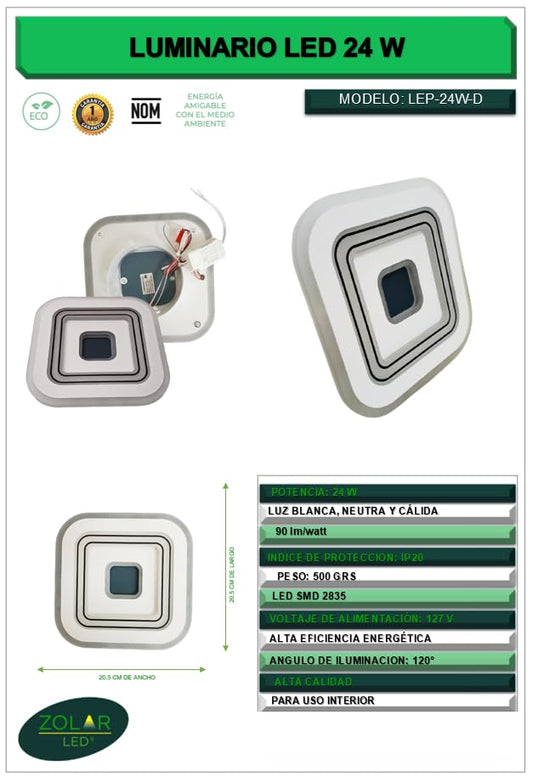 Genérico Lampara Led De Techo 24w (MODELO D)