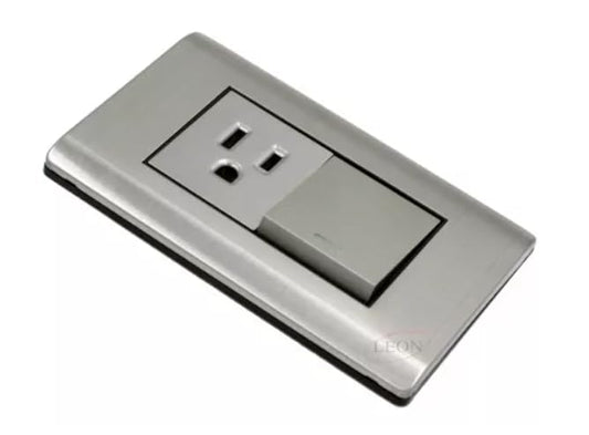 Apagador Y Contacto Con Placa Cromada Leon