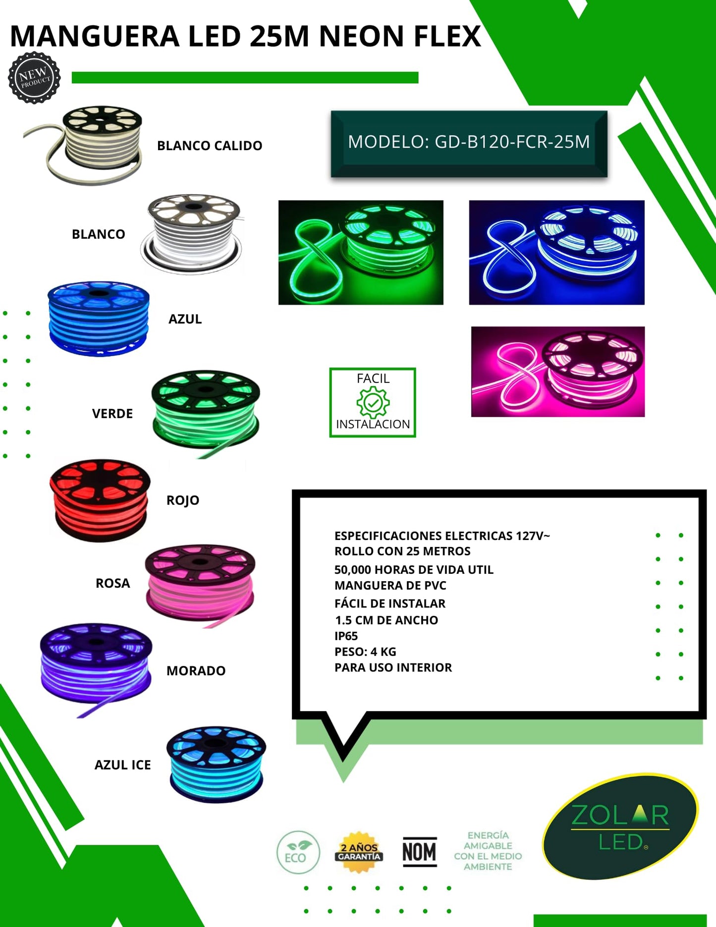 Manguera Neon Flex 25 Mts Blanco Cálido