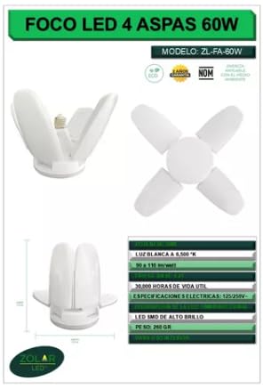 Genérico Foco Led 4 Aspas 60w (zolar Led)