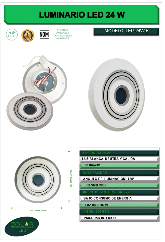 Genérico Lampara Led De Techo 24w (MODELO B)