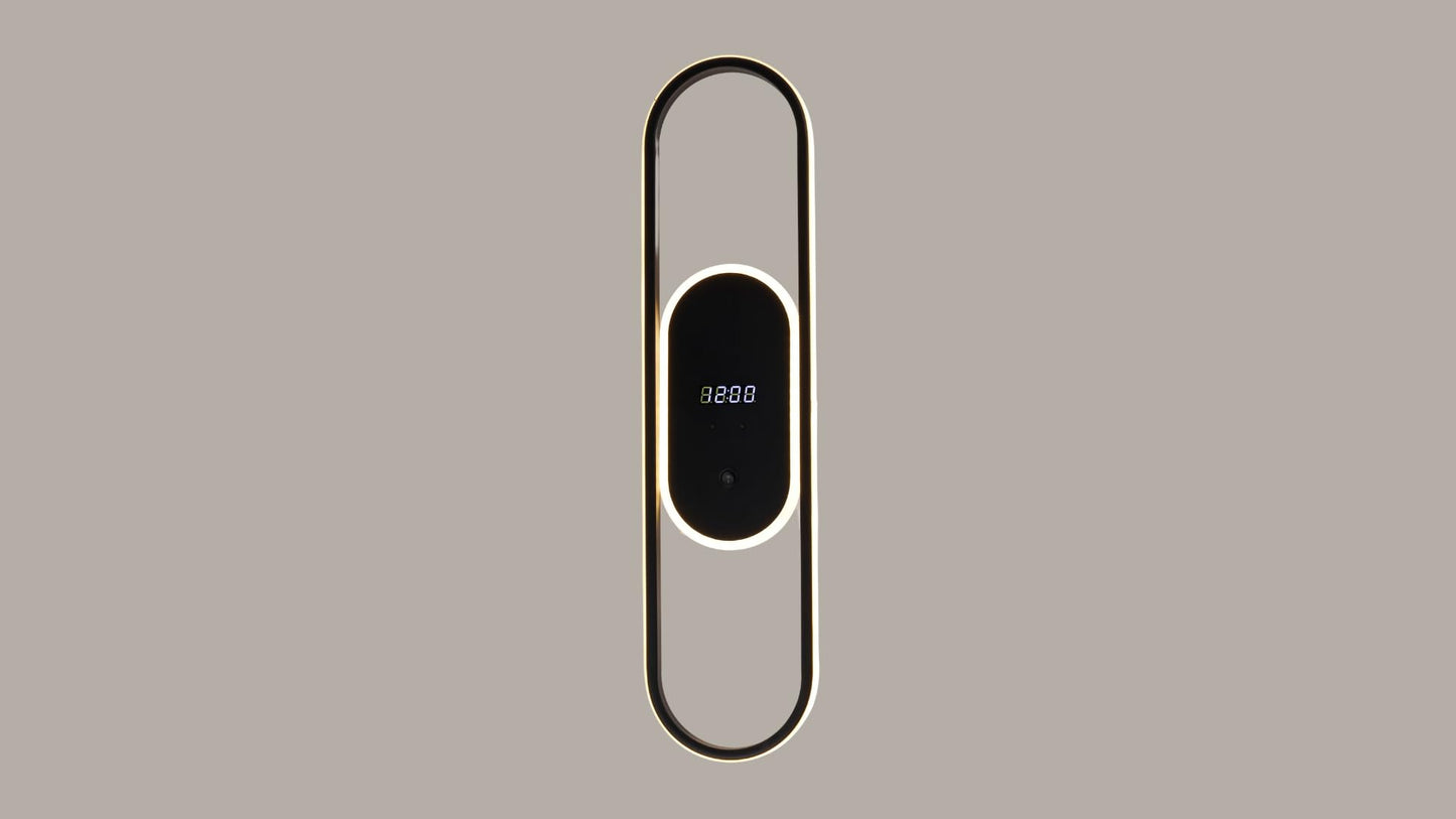 Lampara Led 66w C/3 Tonos De Luz Con Reloj NEGRO