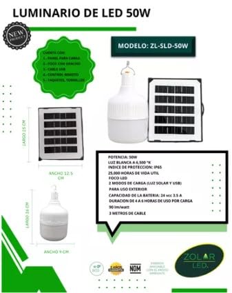 Foco Led Solar 50w Con Panel