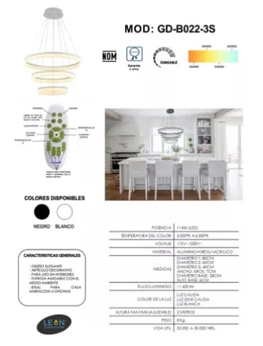 Candil De Led Colgante Modernista (dimeable 3000°k-6000°k)