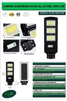 Generic Luminaria Suburbana Solar 100w (led Cob)
