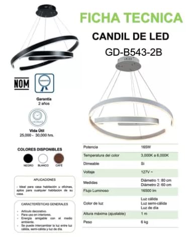 Candil De Led Colgante Modernista (dimeable 3000°k-6000°k)