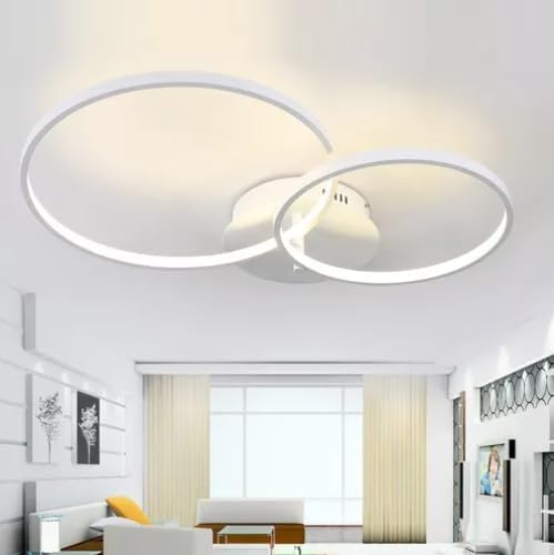 Candil De Led 2 Aros Euyin Modernista Para Techo Leon Blanco