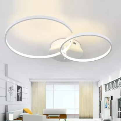 Candil De Led 2 Aros Euyin Modernista Para Techo Leon Blanco