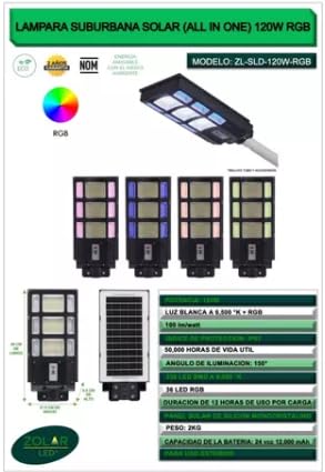 Generic Lampara Suburbana Solar 120w (rgb)