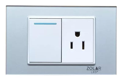 Placa Con 1 Apagador Y 1 Contacto Cristal Gris