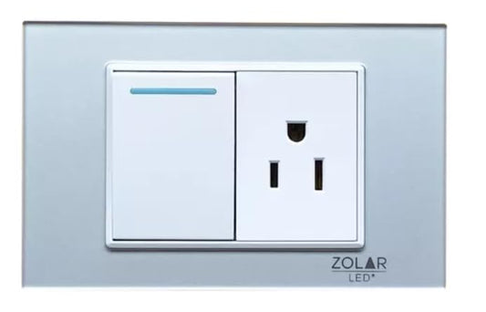 Placa Con 1 Apagador Y 1 Contacto Cristal Gris