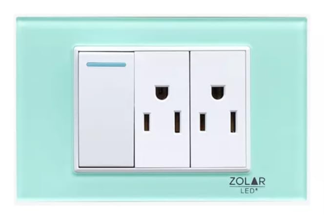 Placa Con 1 Apagador Y 2 Contactos Cristal Aqua
