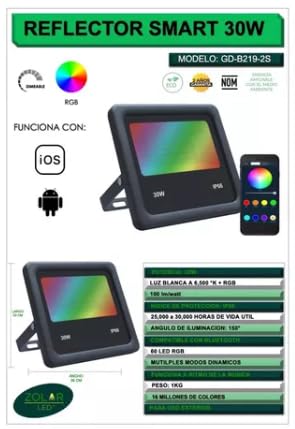 Reflector Rgb Compatible Con Android-ios Inteligente