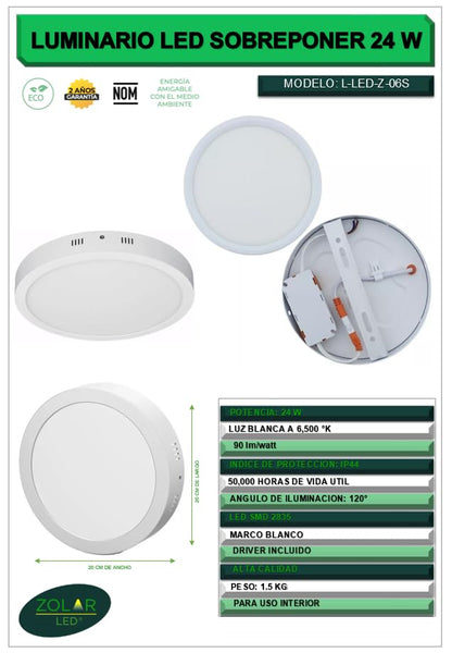 Plafon De Led Sobreponer 24w
