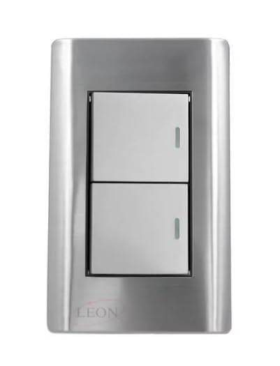 Apagador Doble Con Placa Cromada Leon
