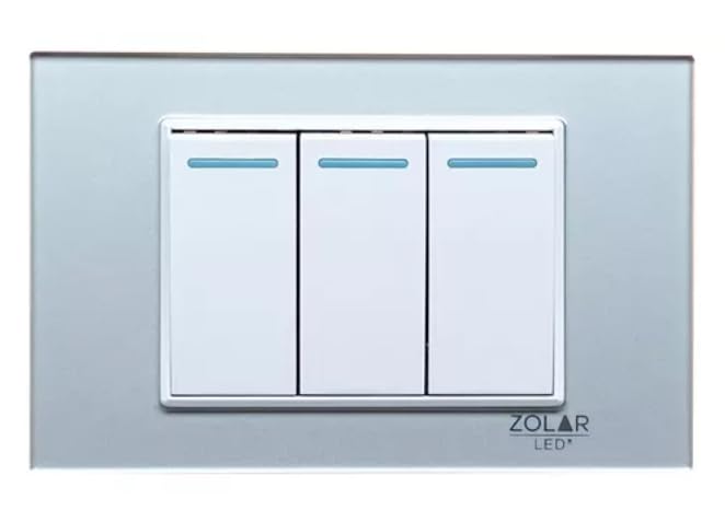 Placa Con 3 Apagadores Cristal Gris