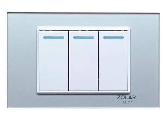 Placa Con 3 Apagadores Cristal Gris
