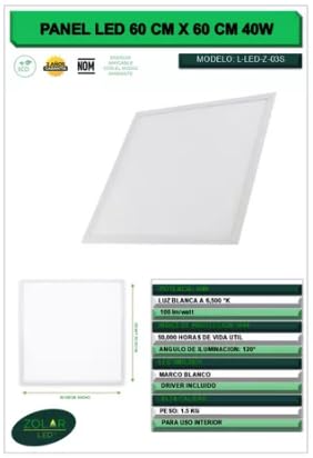 Panel De Led Slim 60x60cm 40w (zolar Led)