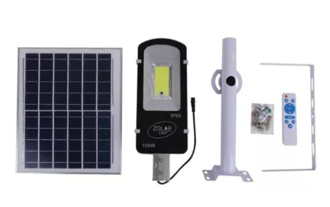 Lampara De Led Suburbana Solar 100w Cob (alumbrado Publico)
