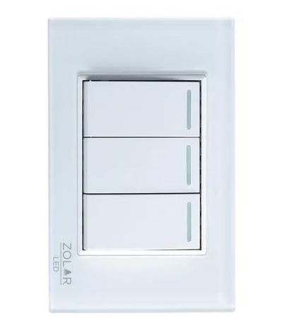 Placa Con 3 Apagadores Cristal Blanca