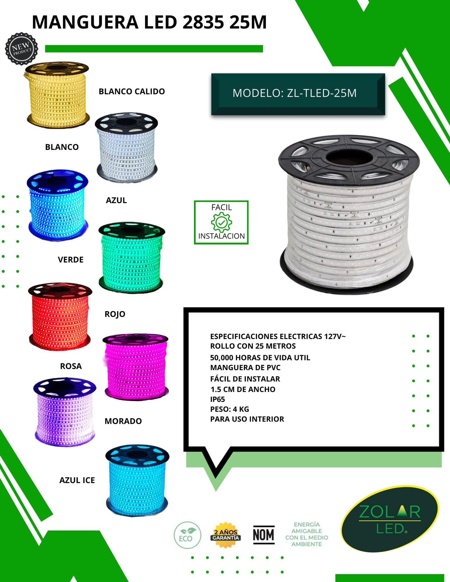 Manguera De Led 2835 C/25 Mts Azul