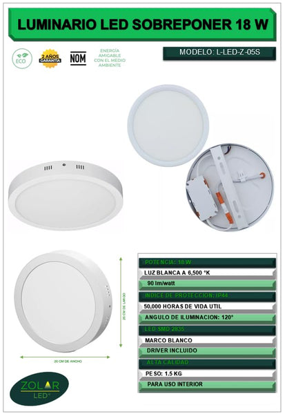 Genérico Plafon De Led Sobreponer 18w