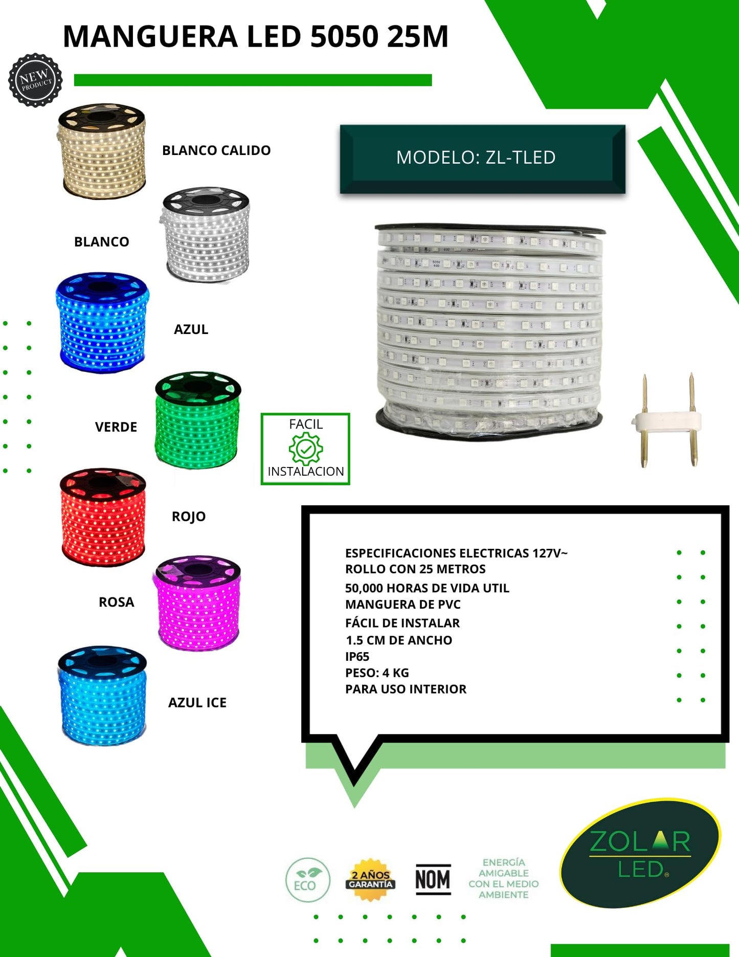 Manguera De Led 5050 C/25 Mts Azul