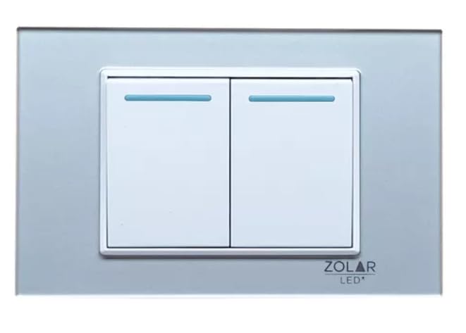 Placa Con 2 Apagadores Cristal Gris