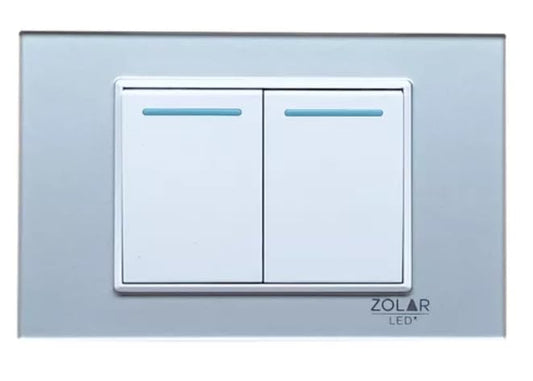 Placa Con 2 Apagadores Cristal Gris
