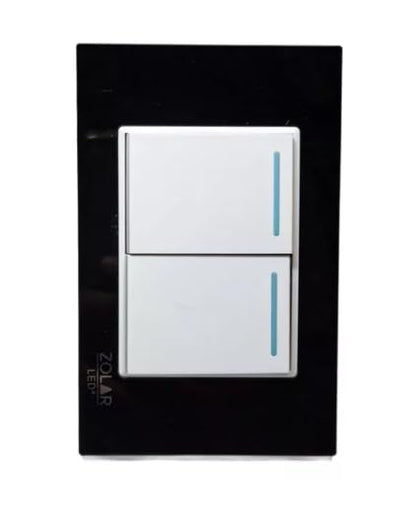 Placa Con 2 Apagadores Cristal Negra
