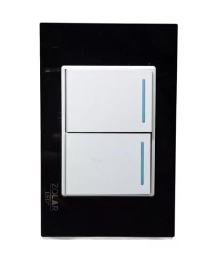 Placa Con 2 Apagadores Cristal Negra