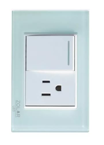 Placa Con 1 Apagador Y 1 Contacto Cristal Aqua