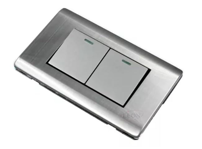 Apagador Doble Con Placa Cromada Leon