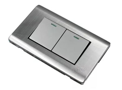 Apagador Doble Con Placa Cromada Leon